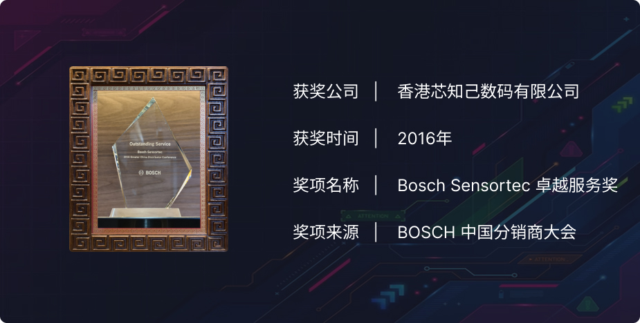 2016年 Bosch Sensortec杰出服务奖